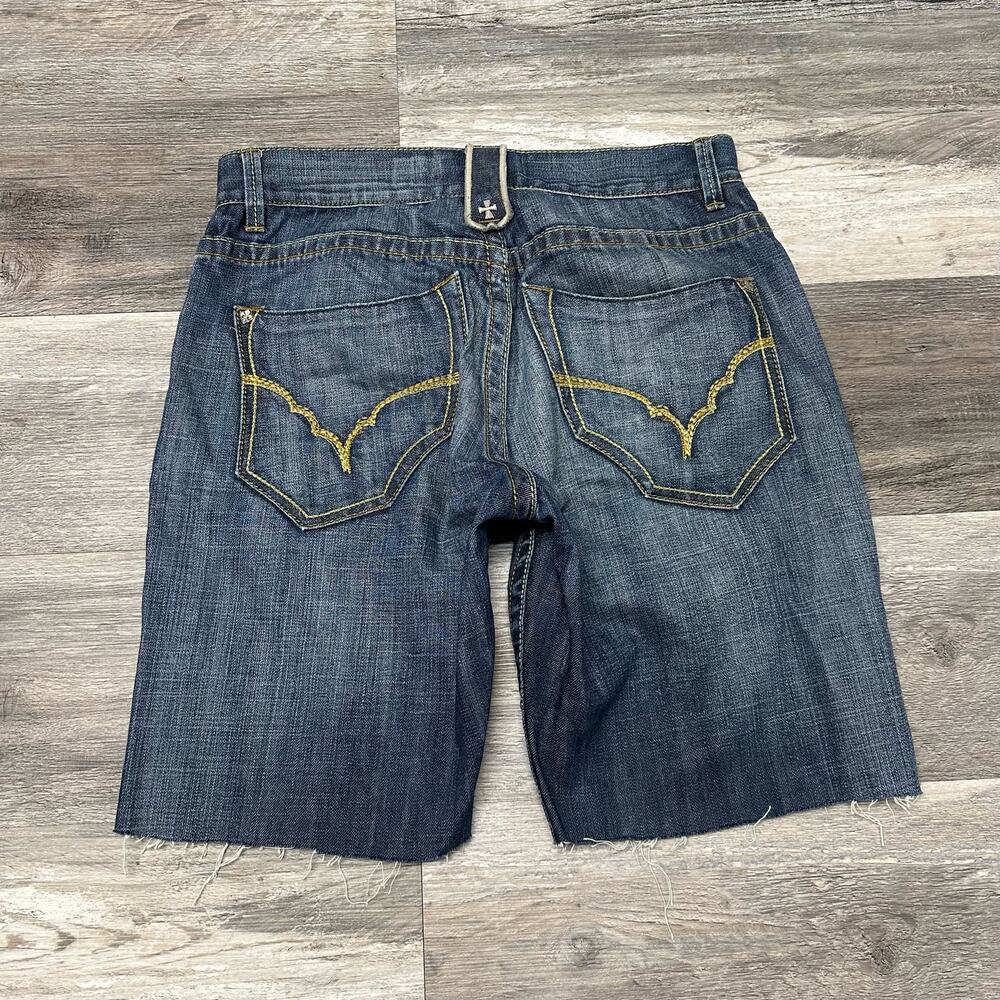 Vintage Y2K Manchester‎ Ltd. Blue Mens 31 Raw Edge Whiskered Denim Jean Shorts